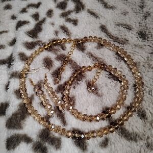Handmade elegant three piece set of champagne colored jewelry